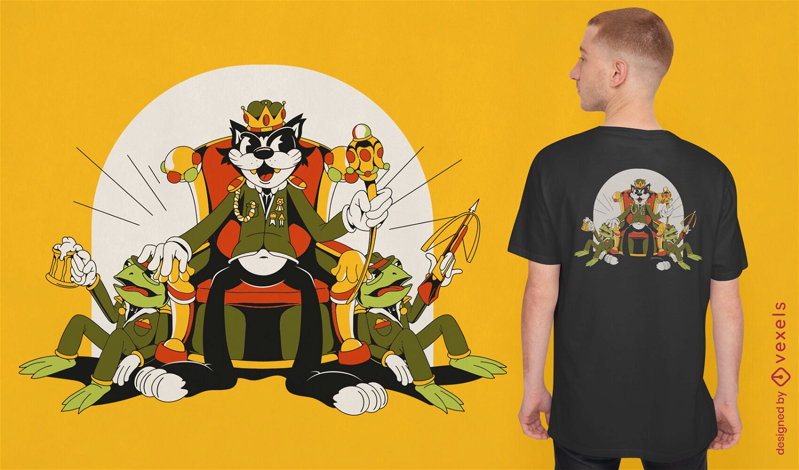 Königliche Katze im T-Shirt-Design mit Schützenuniform