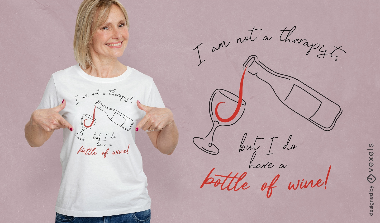 Diseño de camiseta con cita de botella de vinoterapia.