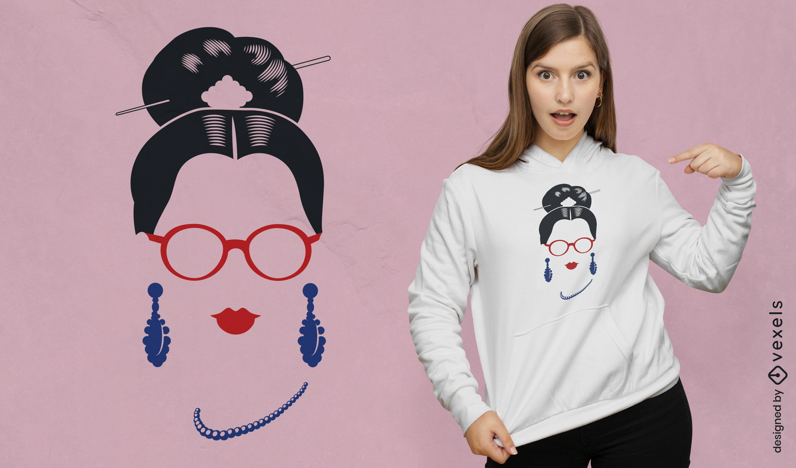 Diseño de camiseta de accesorios de cara de mujer.