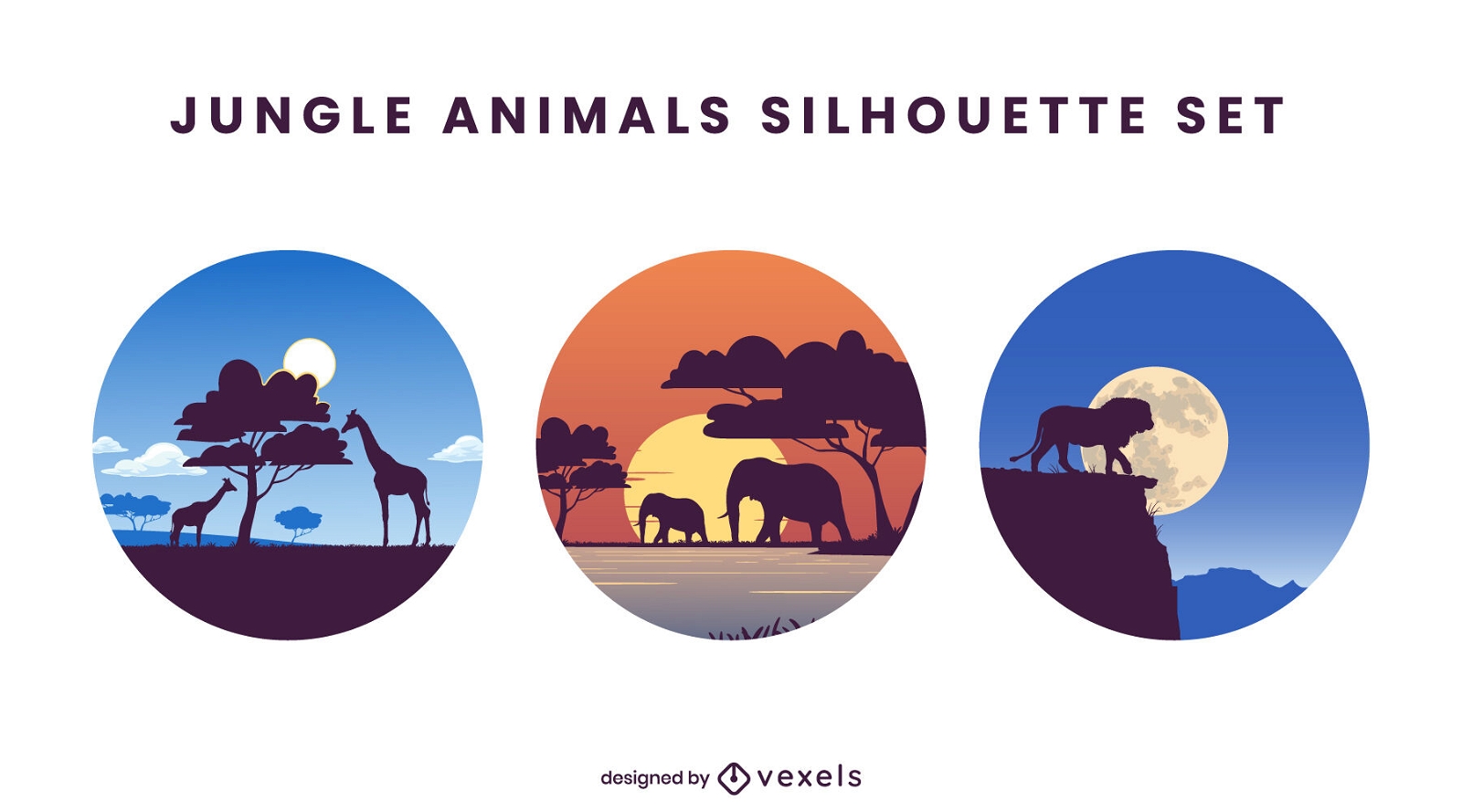 Conjunto de diseño de animales de la selva.