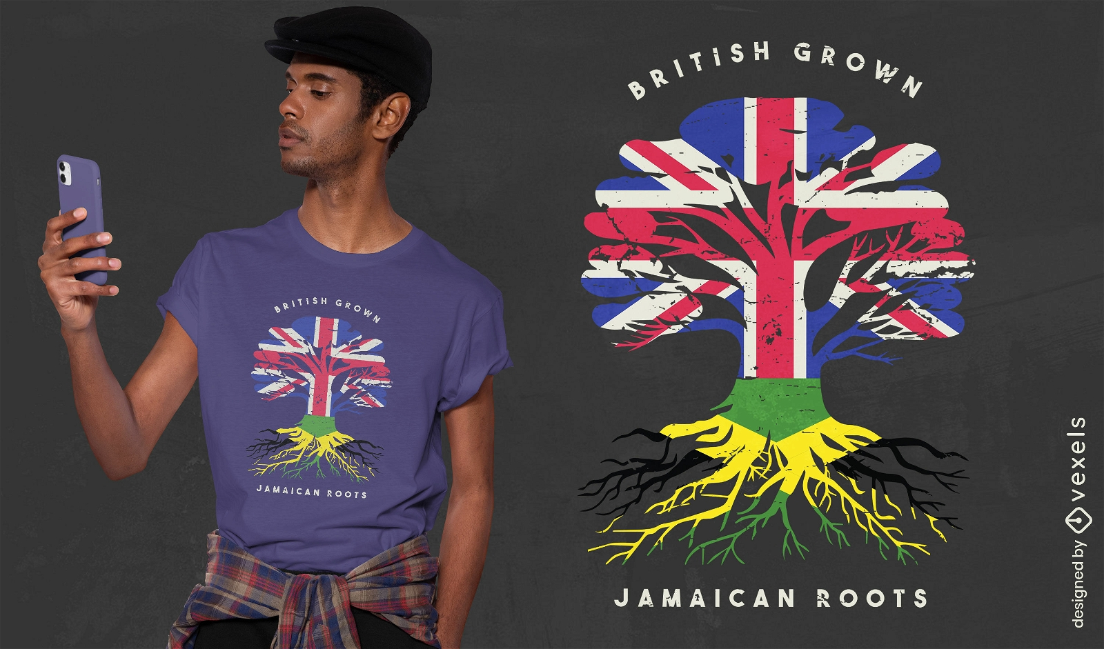 Design de camiseta com bandeiras da Jamaica e da Inglaterra
