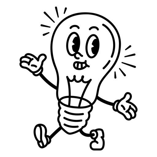 Ilustração divertida de personagem de lâmpada Desenho PNG