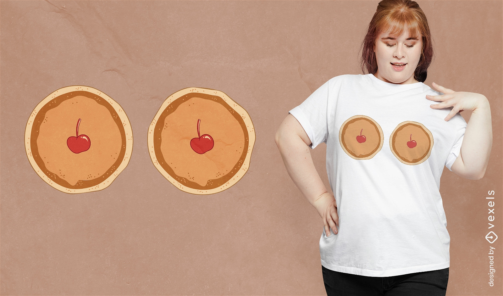 Pfannkuchen mit Kirschen-T-Shirt-Design