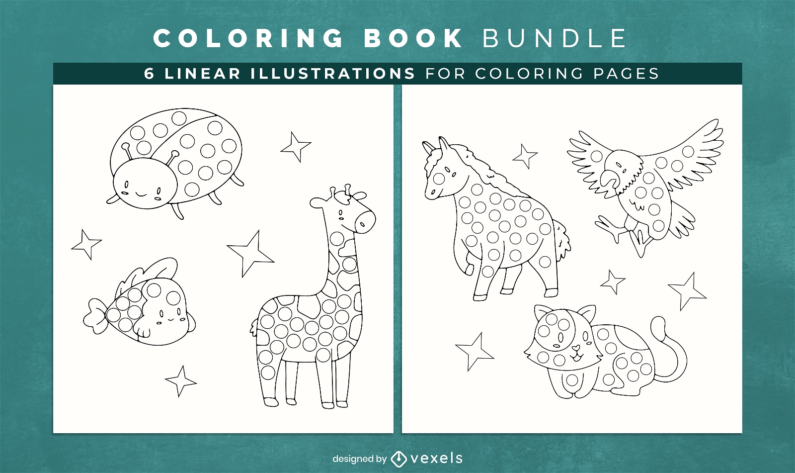Dotted cute animals coloring book KDP interior design