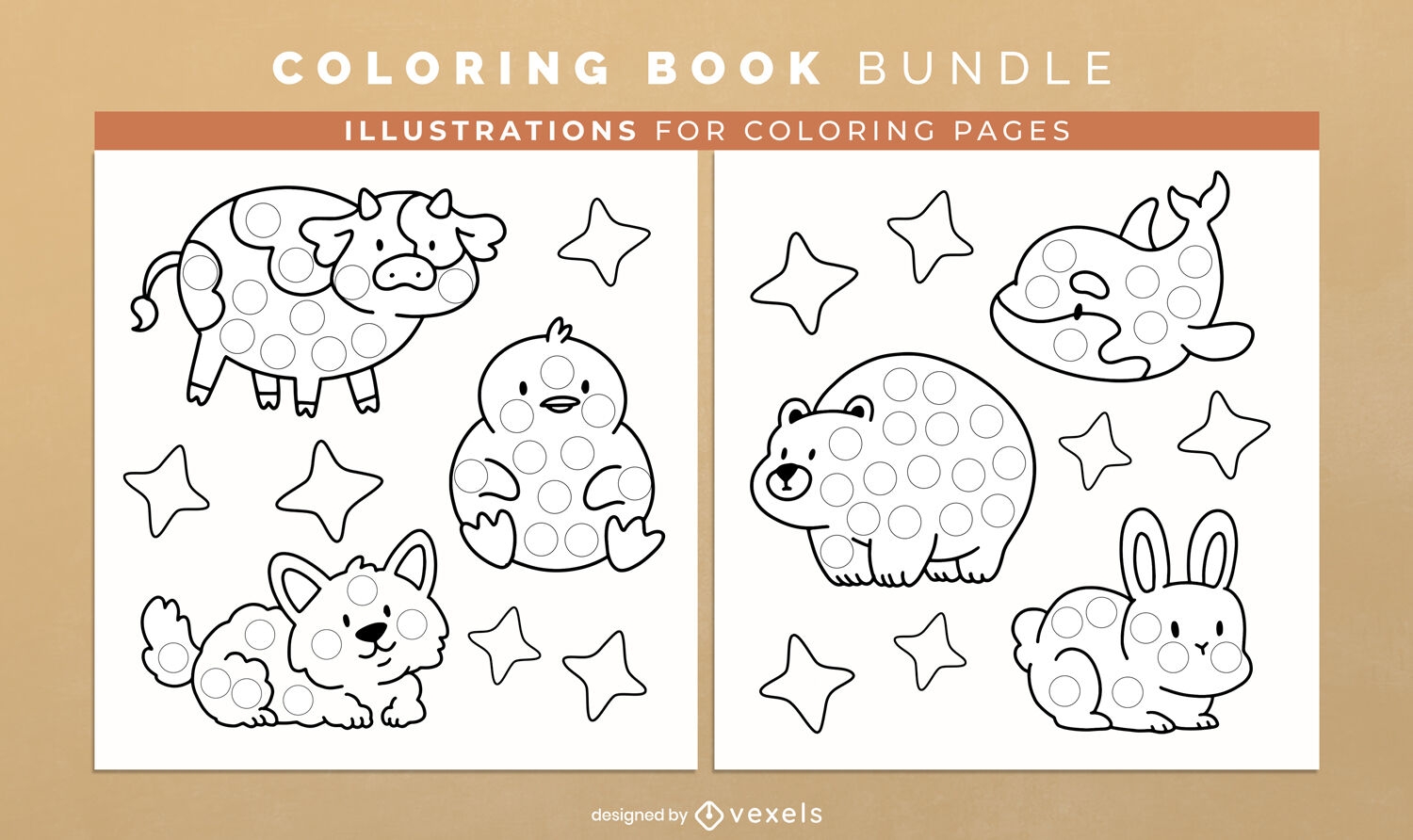 Chunky animals coloring book KDP interior design