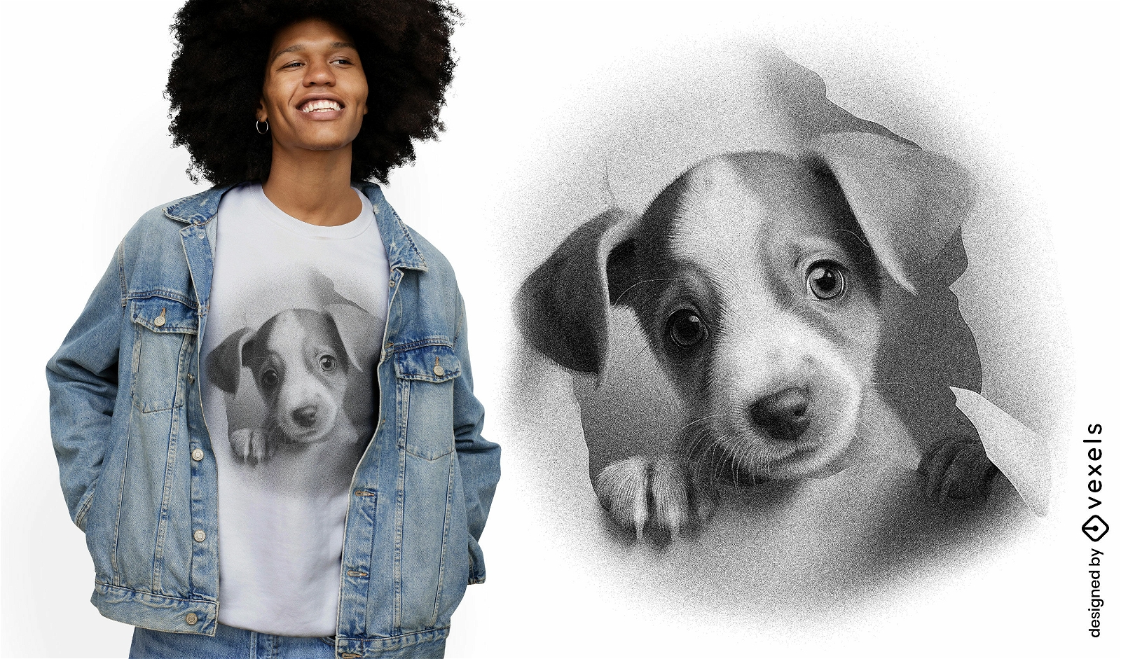 Diseño de camiseta de cachorro asomando.