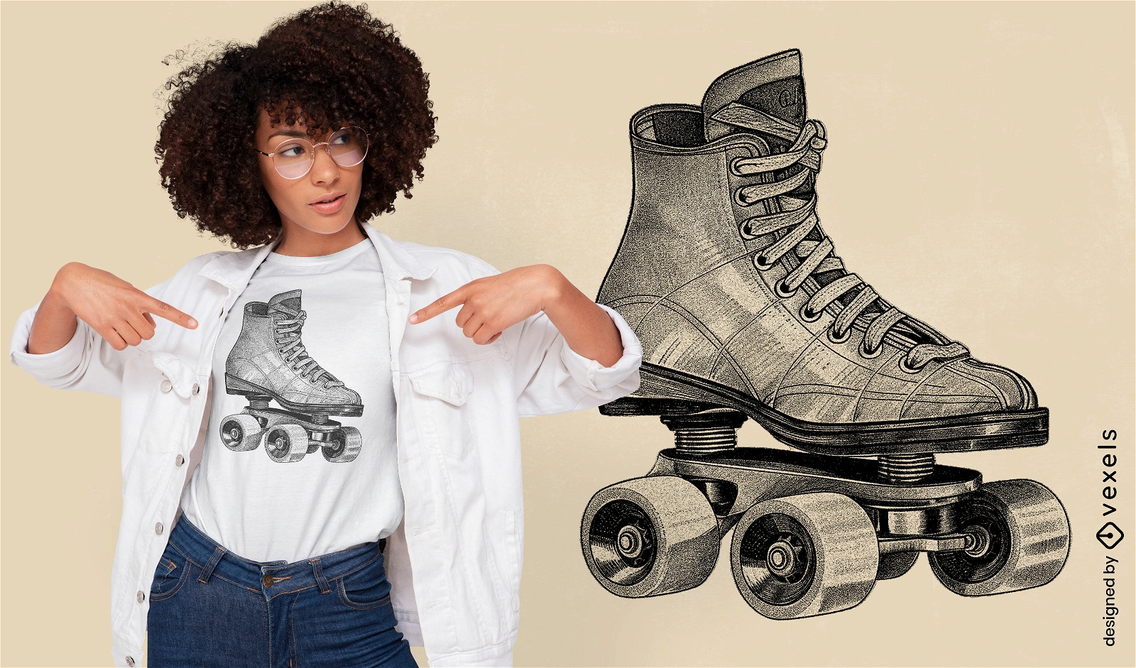 Vintage roller skate t-shirt design
