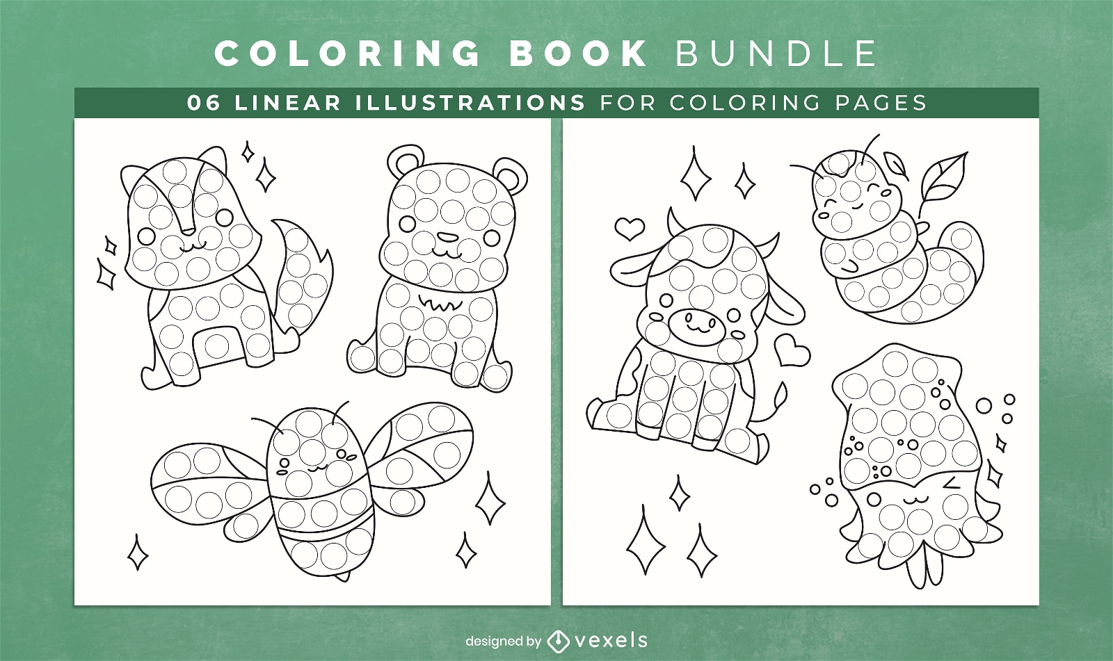 Páginas de diseño de libro para colorear de animales de dibujos animados lindo