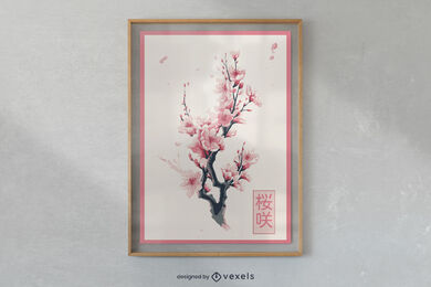 Sakura branch poster design