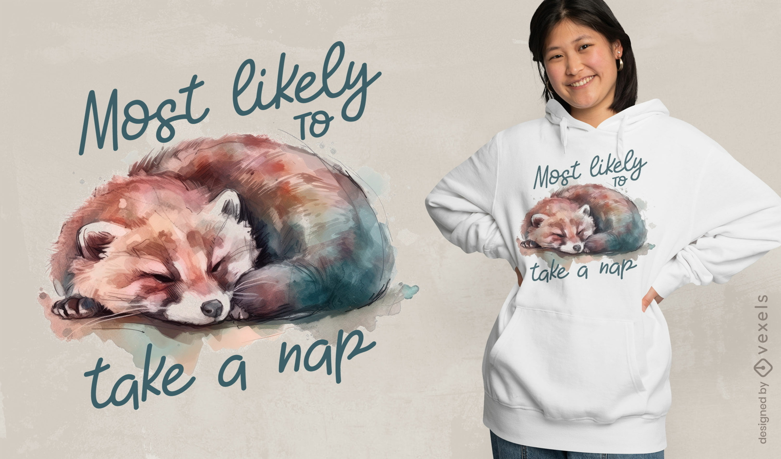 Red panda taking a nap t-shirt design