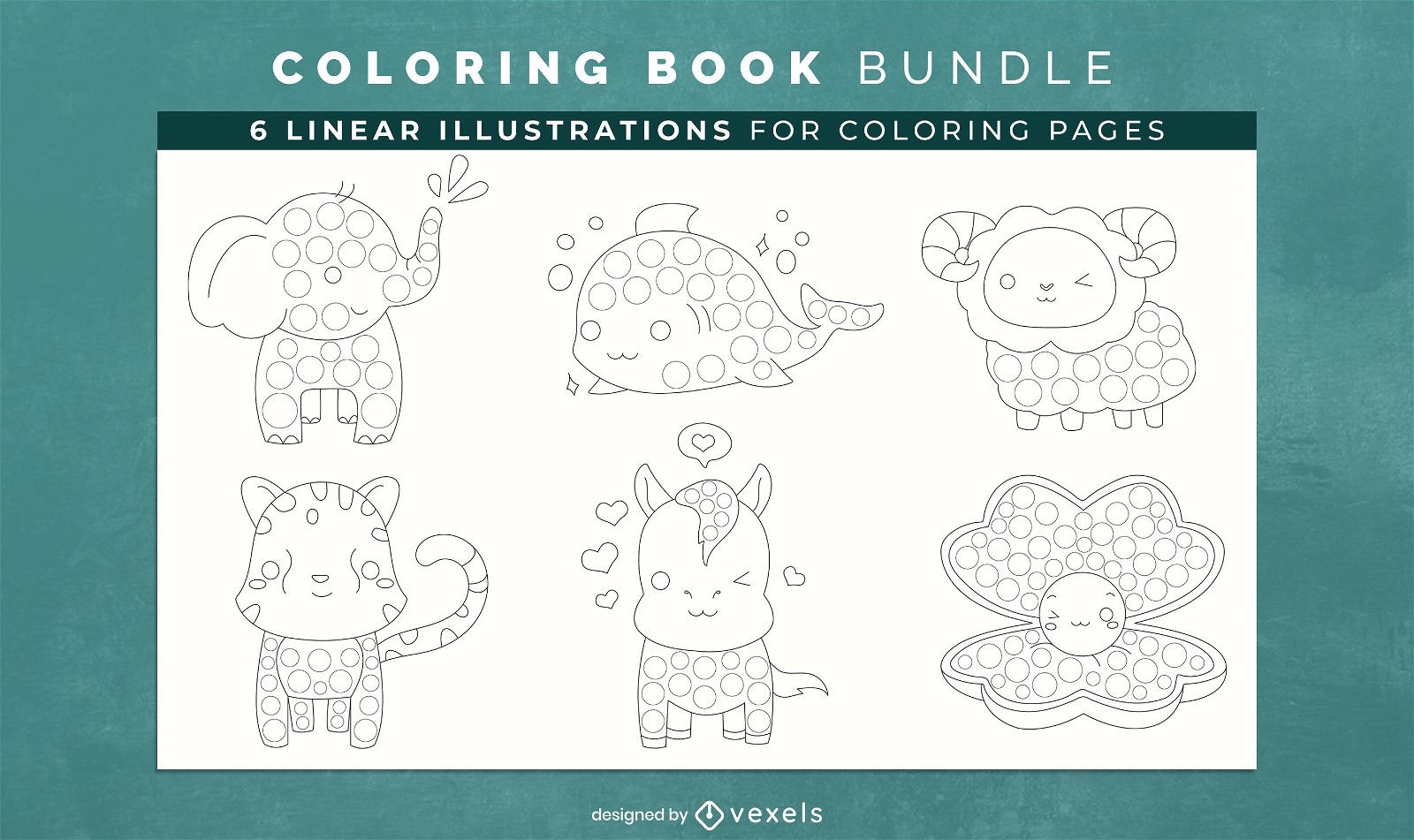 Lindos animales bebés para el diseño de páginas de libros para colorear