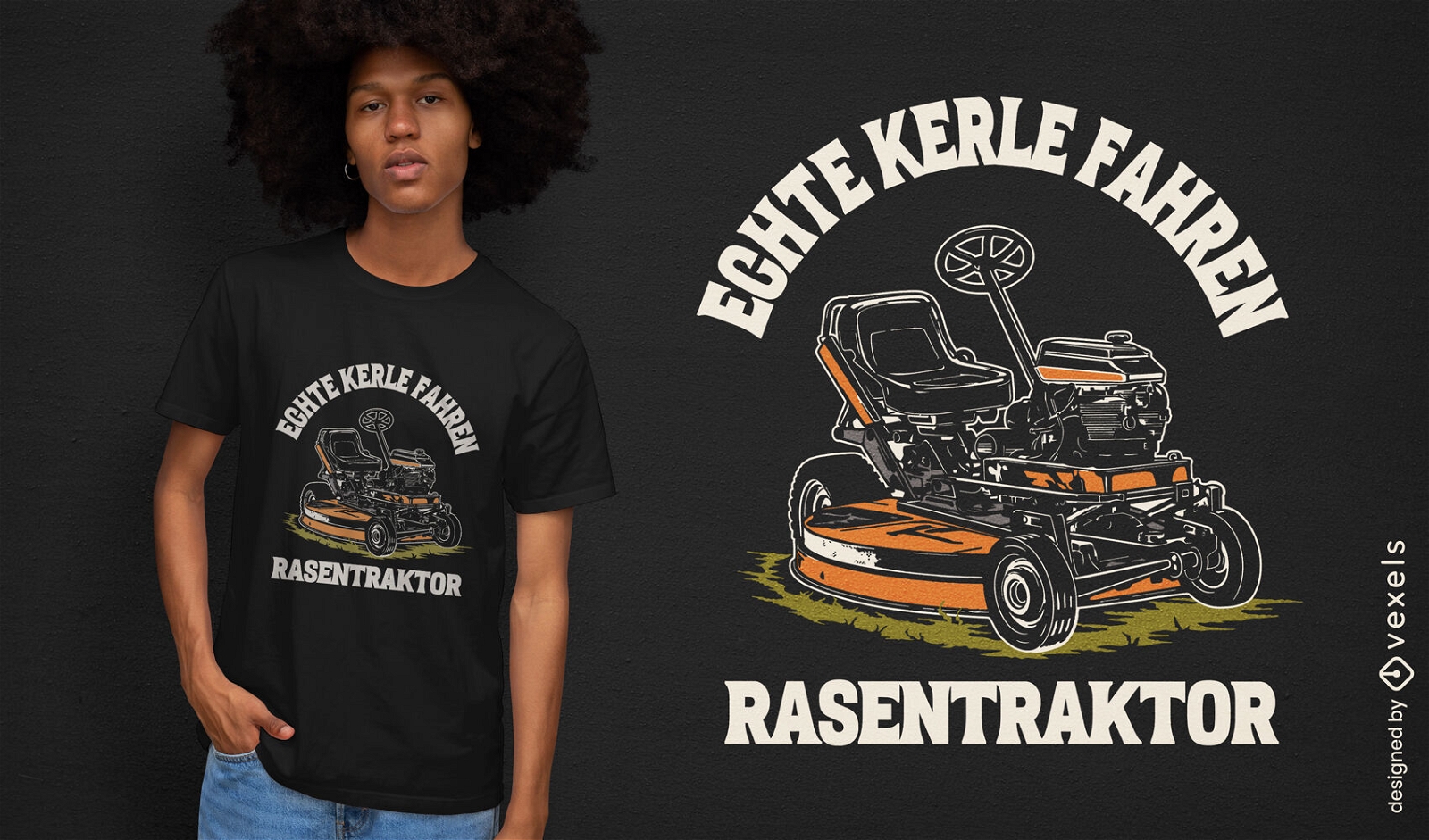 Design de camiseta para máquina de cortar grama