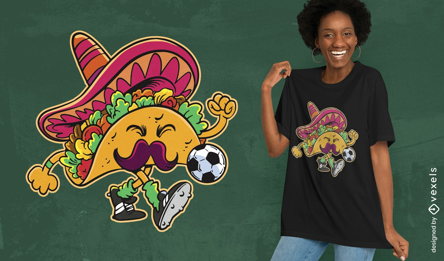 Taco-Essen mit Fu?ball-T-Shirt-Design