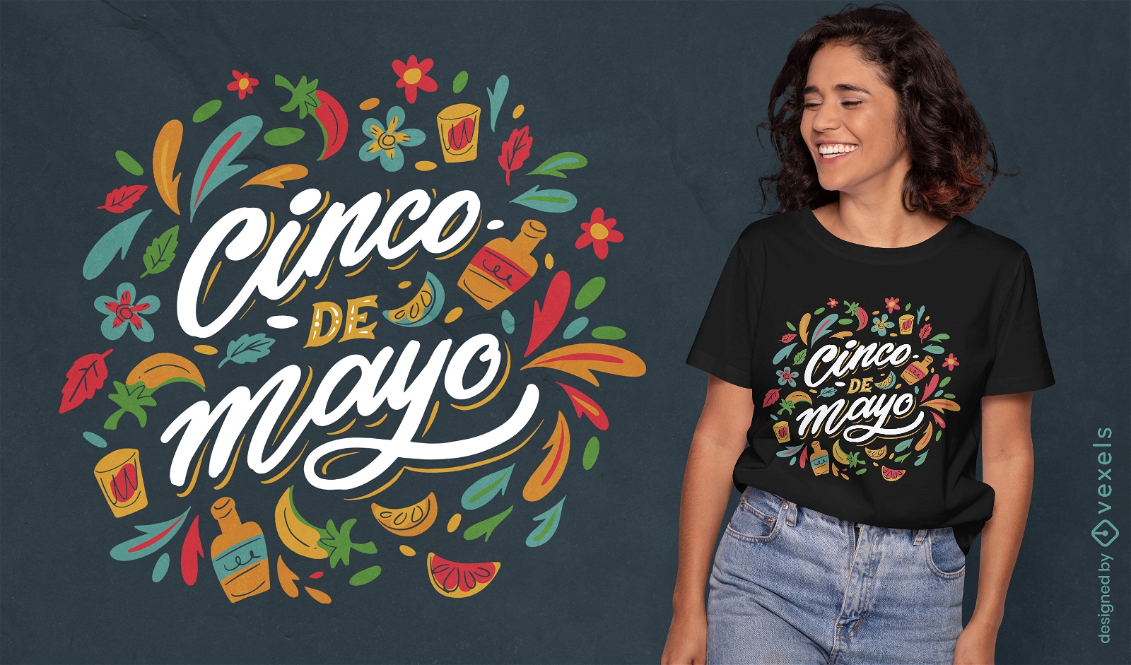 T-Shirt-Design mit Cinco de Mayo-Elementen