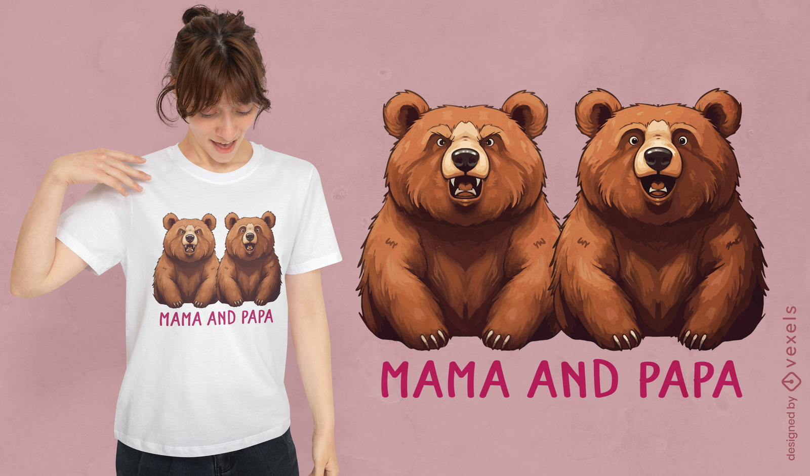 Design de camiseta de urso mamãe e papai