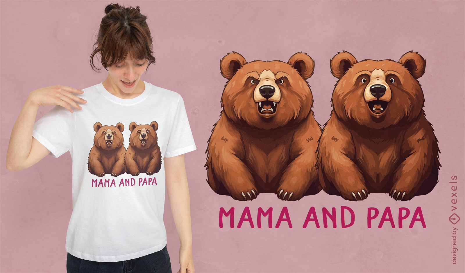 Diseño de camiseta de mamá y papá oso