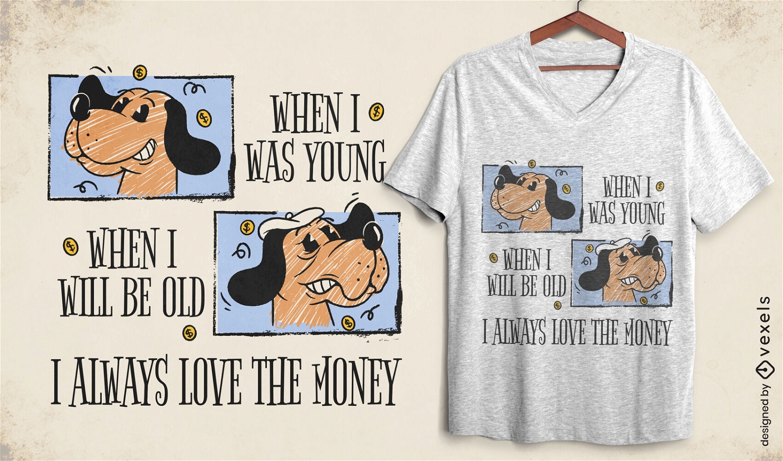 Design de camiseta de cachorro de desenho animado engraçado