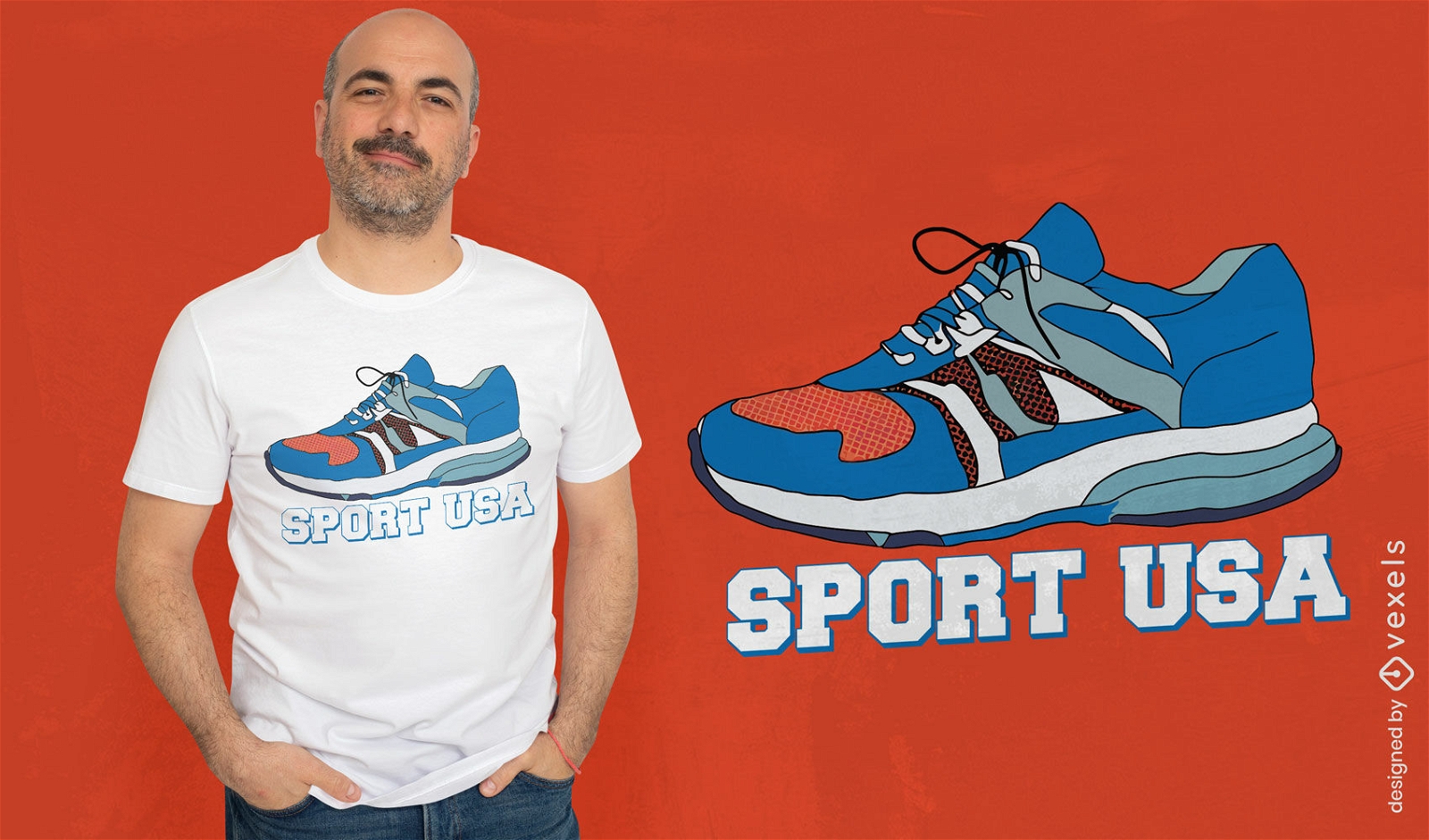 Blaues Sportschuh-T-Shirt-Design
