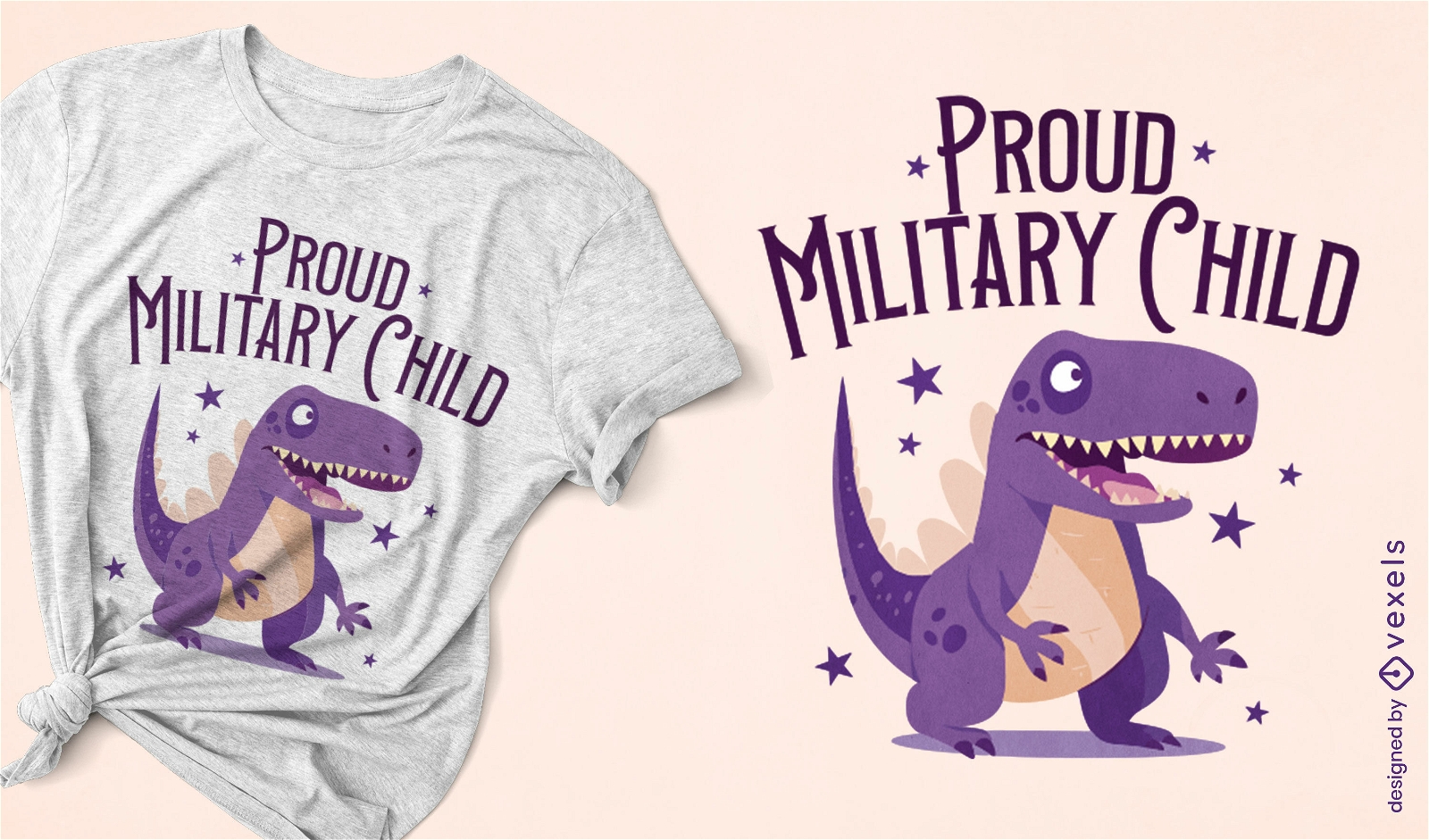 Purple t-rex dinosaur t-shirt design