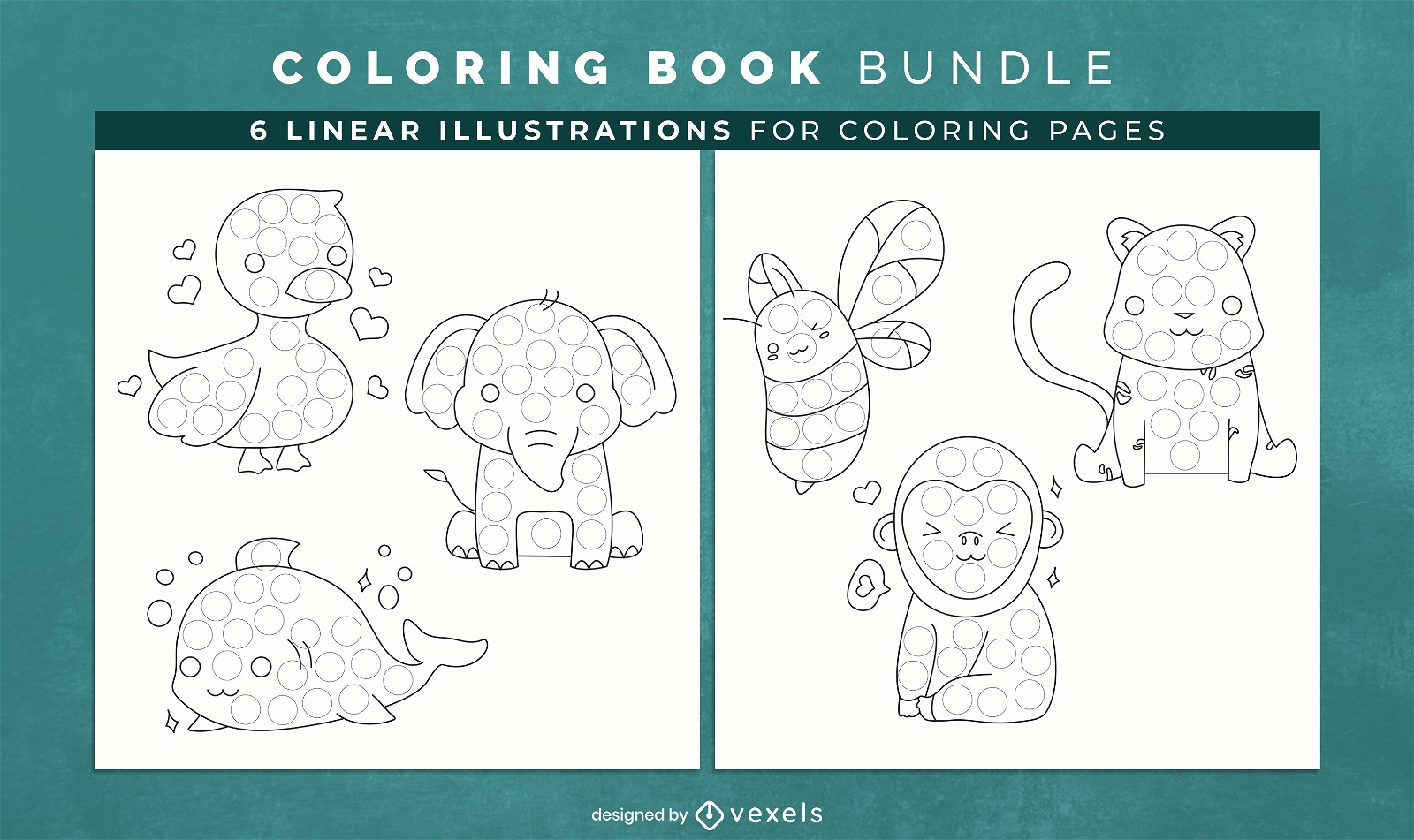 Animais fofos pontilham páginas de design de livros para colorir