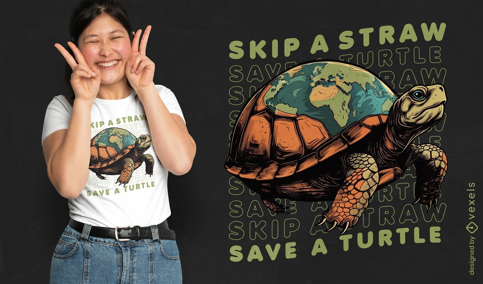 Salve o design da camiseta das tartarugas