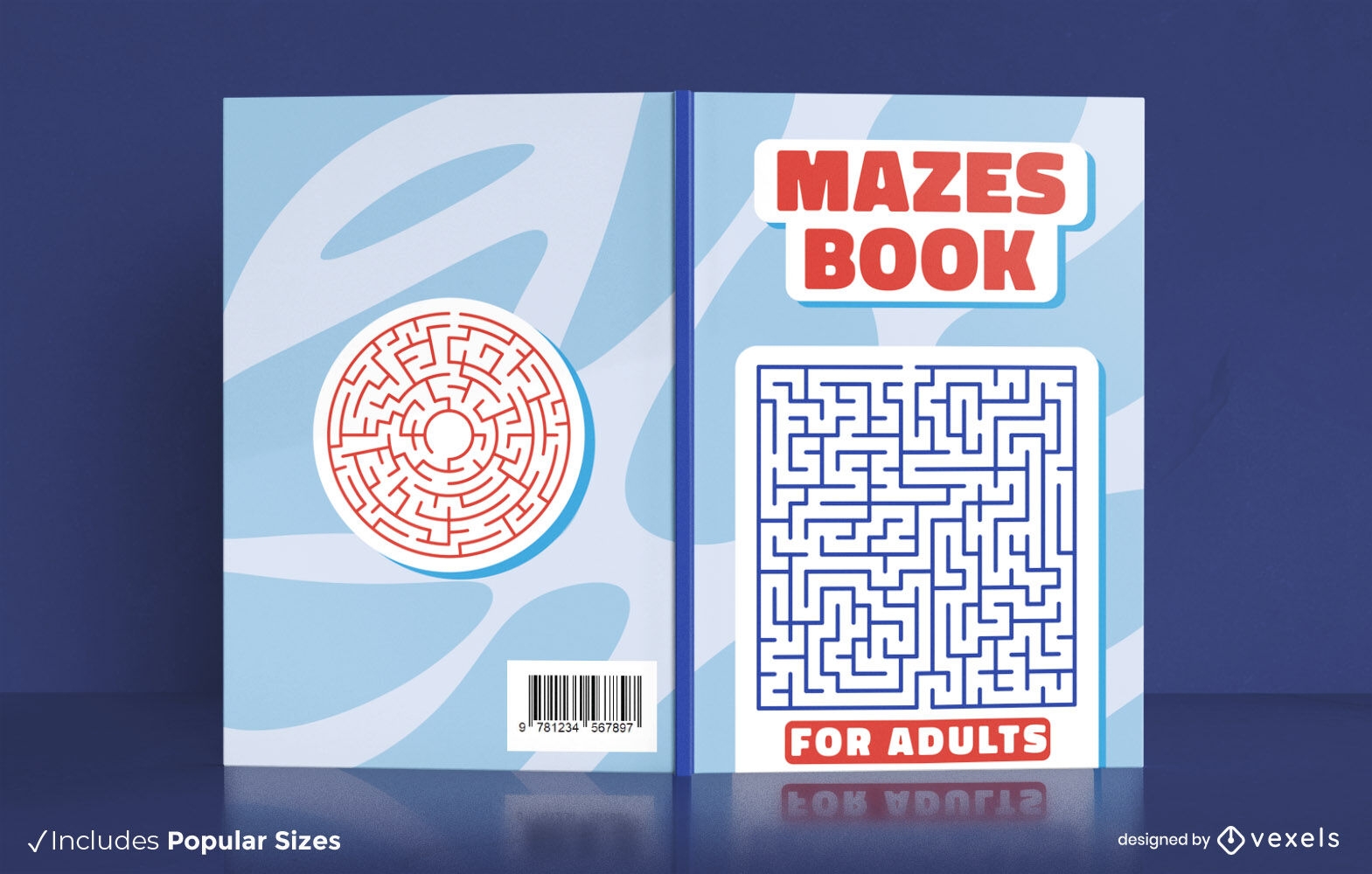 Maze puzzle for adults book cover design