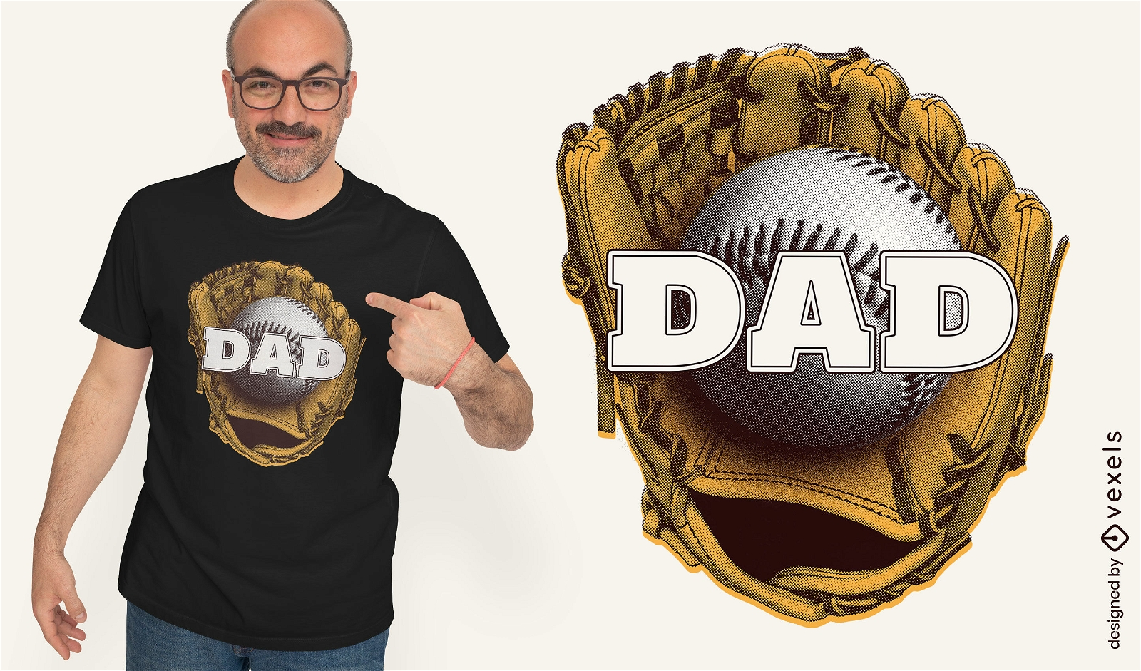 Design de camiseta do pai com luva de beisebol
