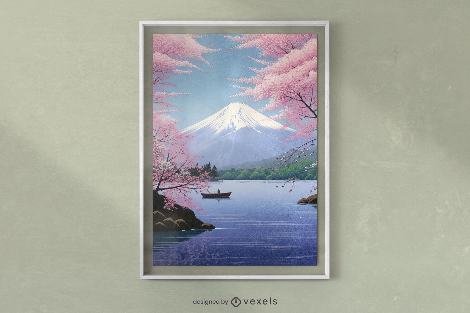 Diseño de cartel de paisaje japonés del monte fuji