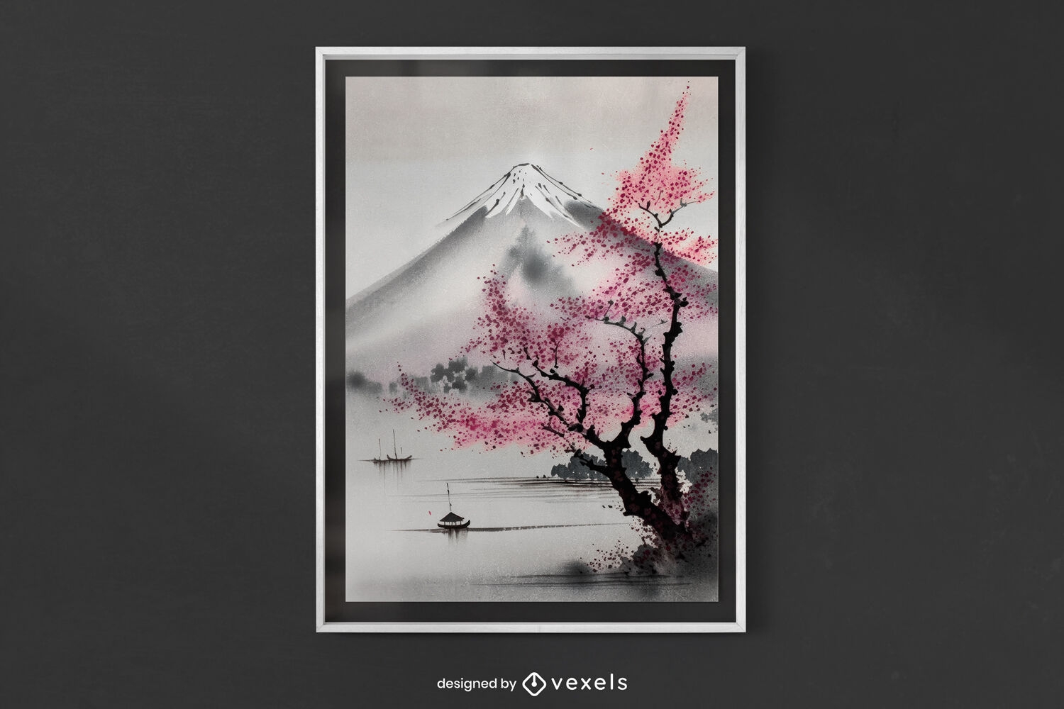 Design de pôster com tinta do Monte Fuji