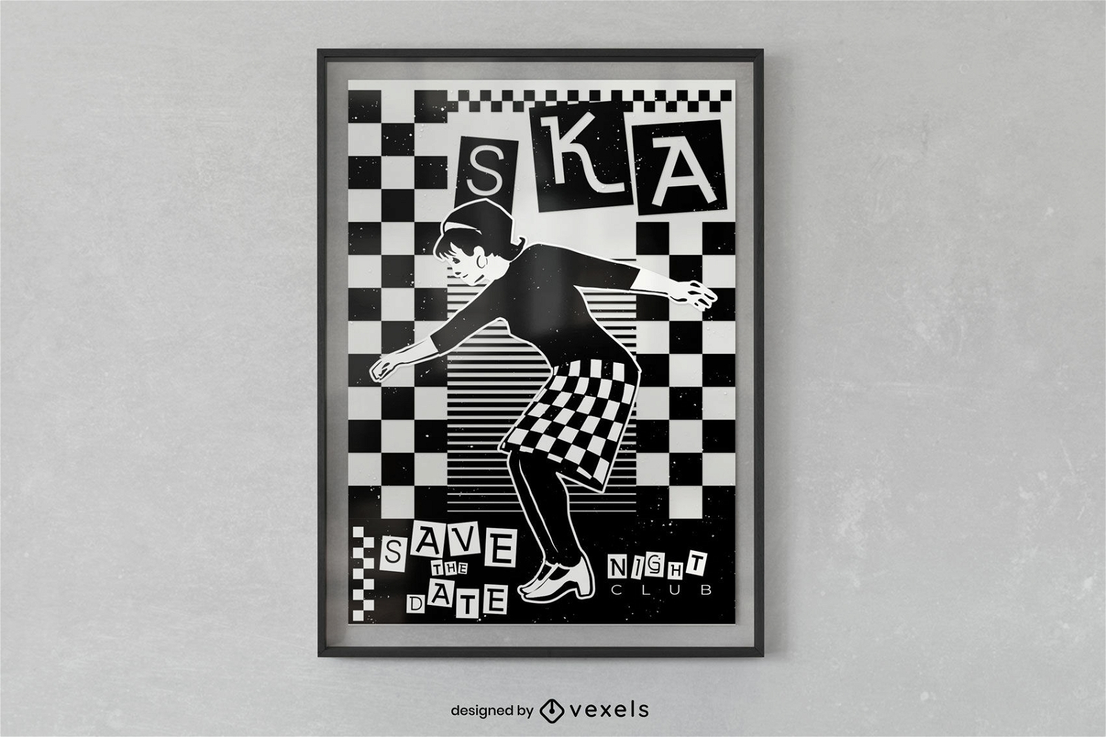 Diseño de cartel de baile ska.
