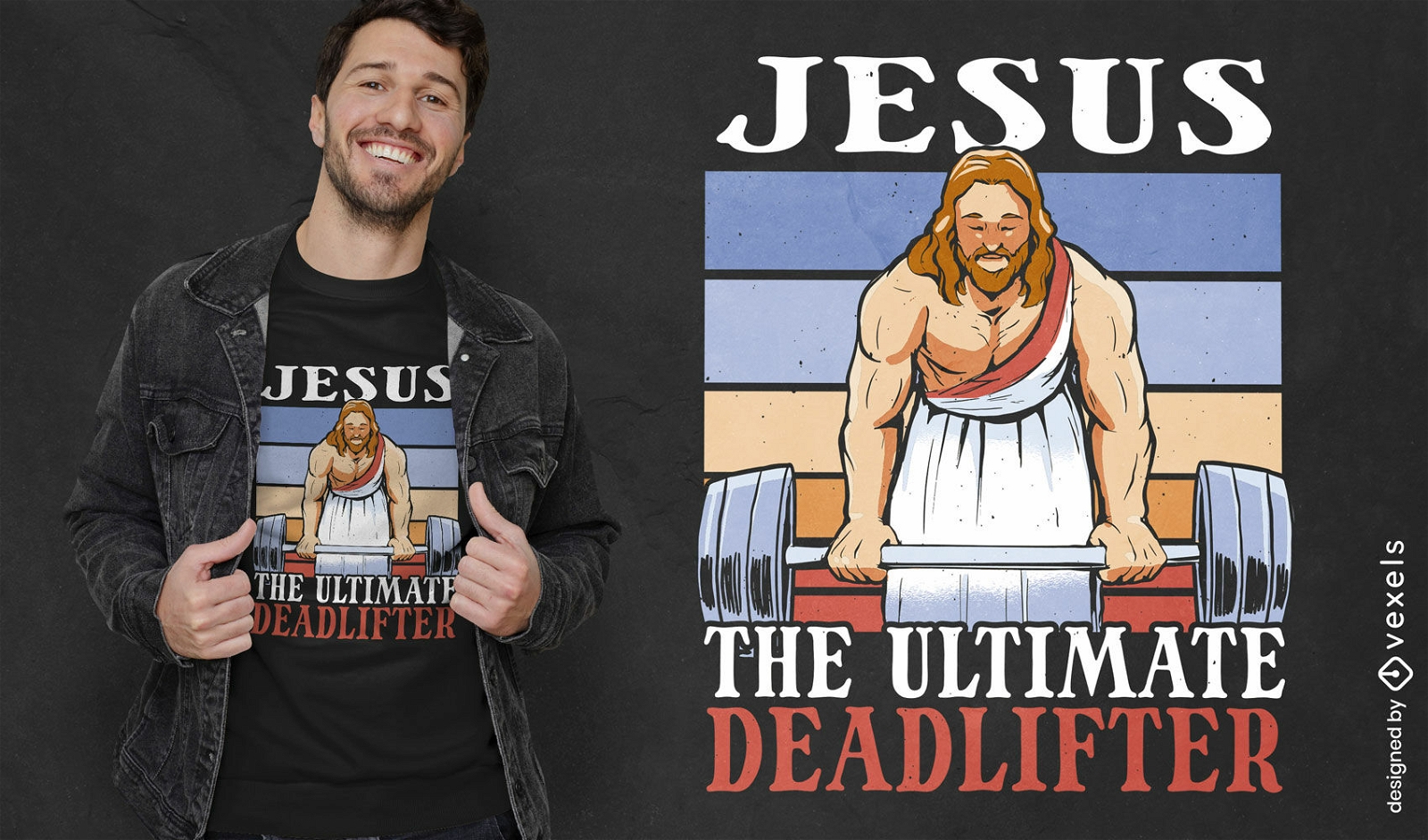 Diseño de camiseta de levantamiento de pesas de Jesús.
