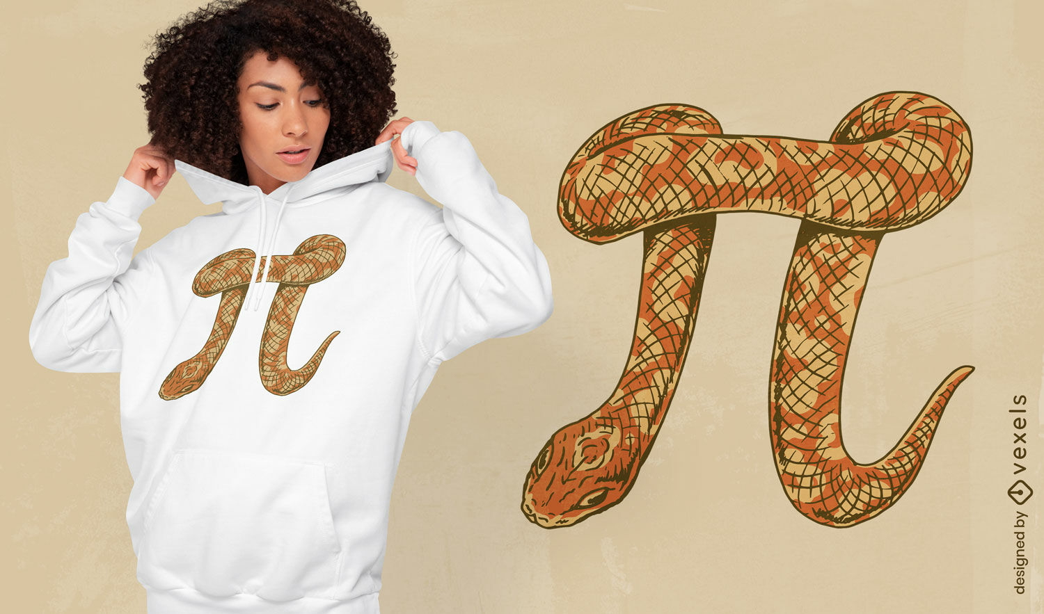 Diseño de camiseta de animal de serpiente con forma de PI