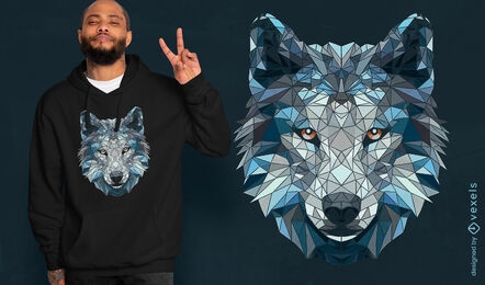 Polygonal white wolf t-shirt design