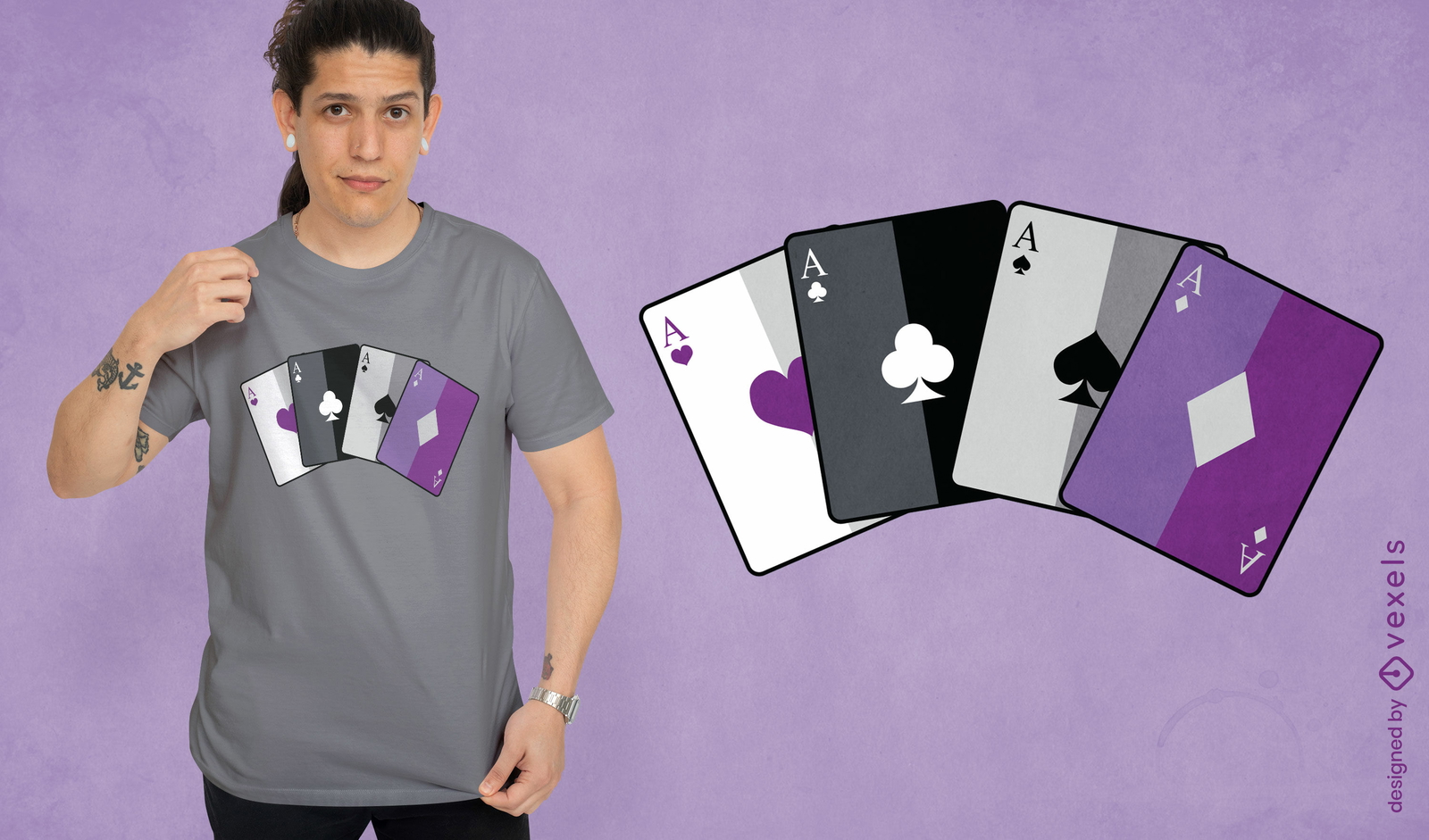 Diseño de camiseta de naipes asexuales.