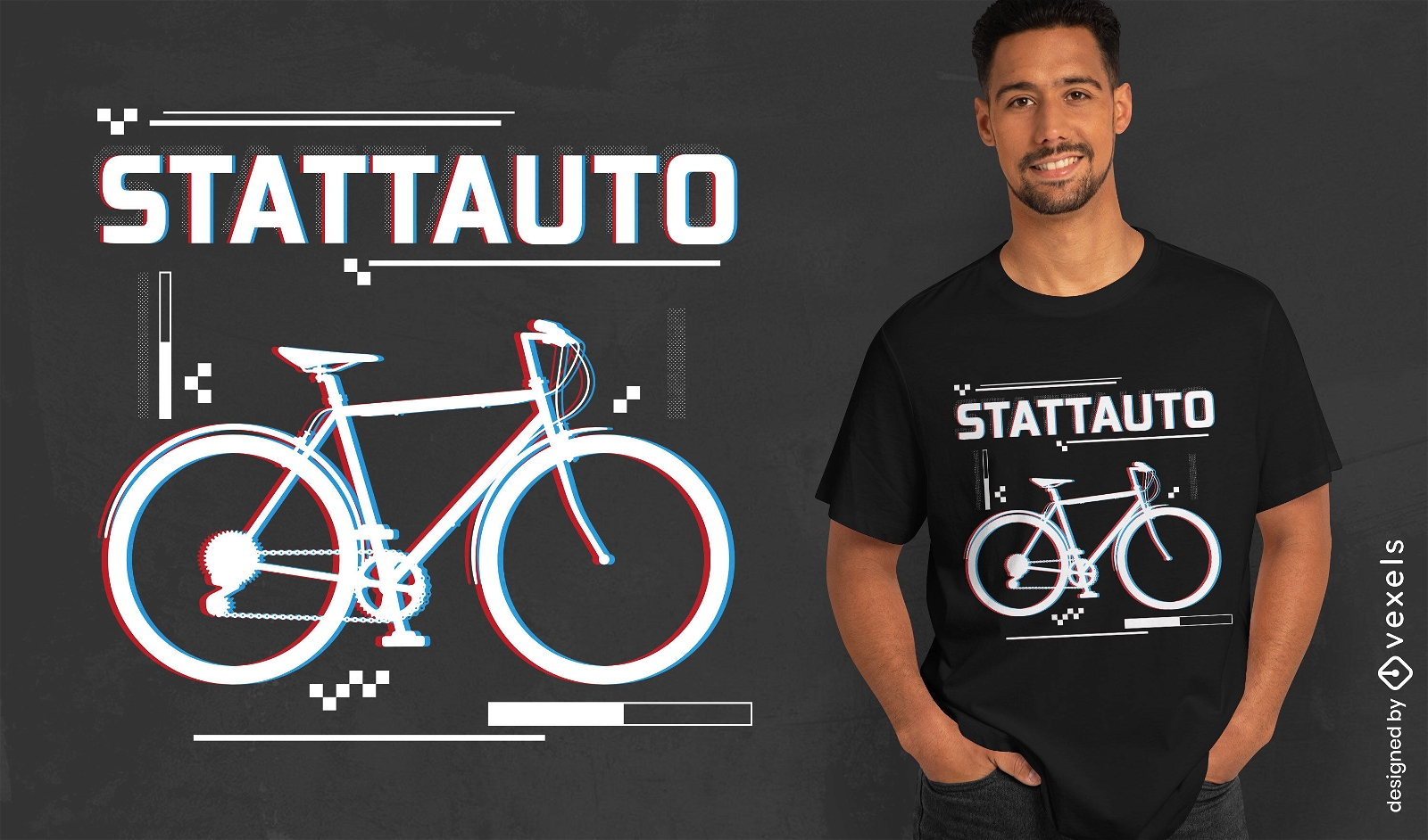 Fahrradtransport-Glitch-T-Shirt-Design