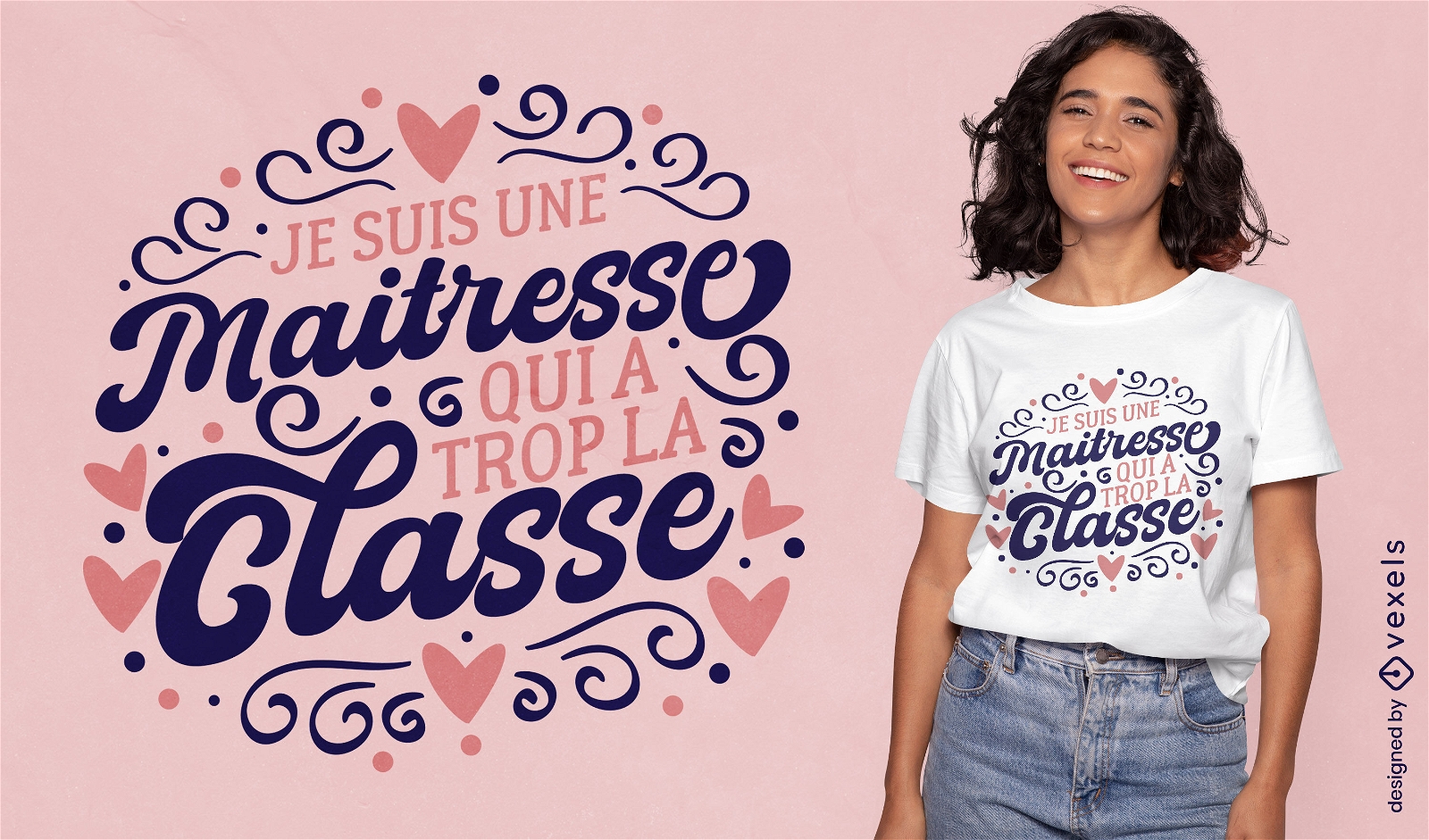 Design elegante de camiseta com citação amante francesa