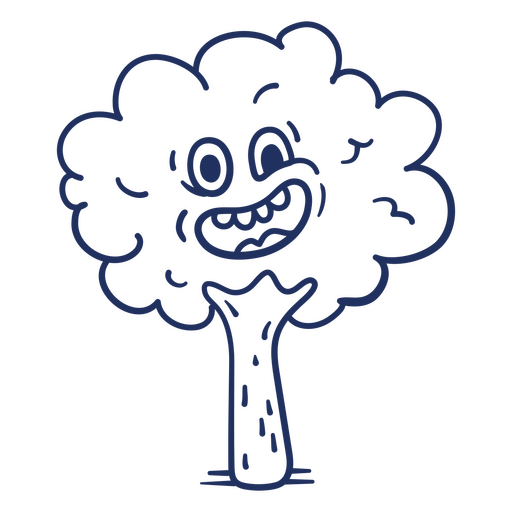 Árbol de dibujos animados con una cara enojada Diseño PNG