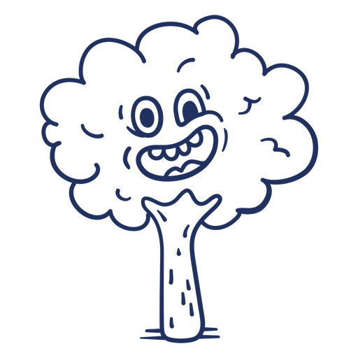 Cartoon tree with an angry face on it PNG Design
