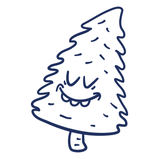 Dibujo azul de un pino. Diseño PNG