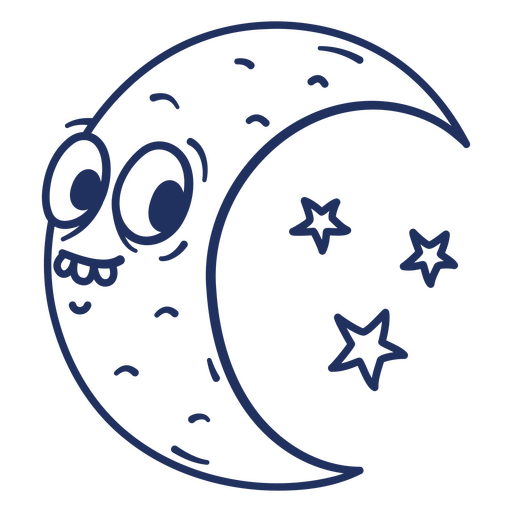 Cartoon moon with stars on it PNG Design