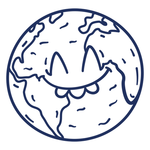 Cartoon earth with a smiley face on it PNG Design
