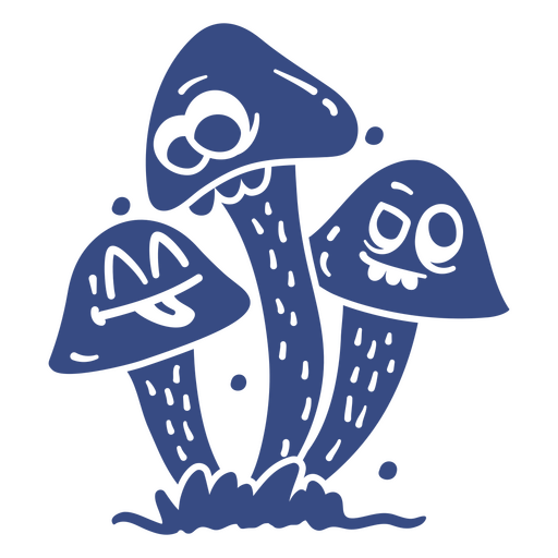 Drei blaue Pilze PNG-Design