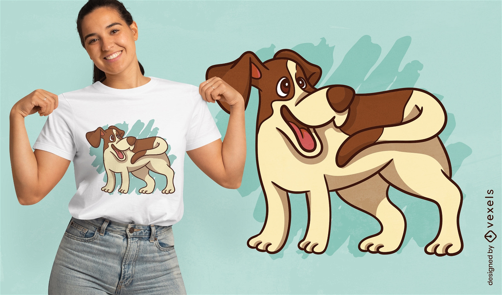 Design de camiseta animal de cachorro de desenho animado