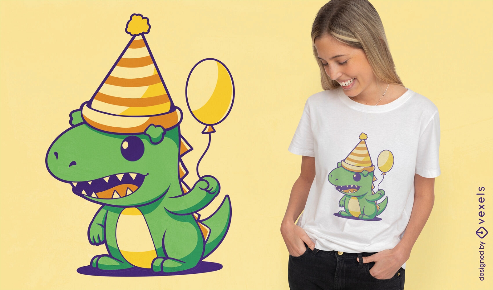 S??es T-Shirt-Design mit Geburtstags-Dinosaurier-Cartoon