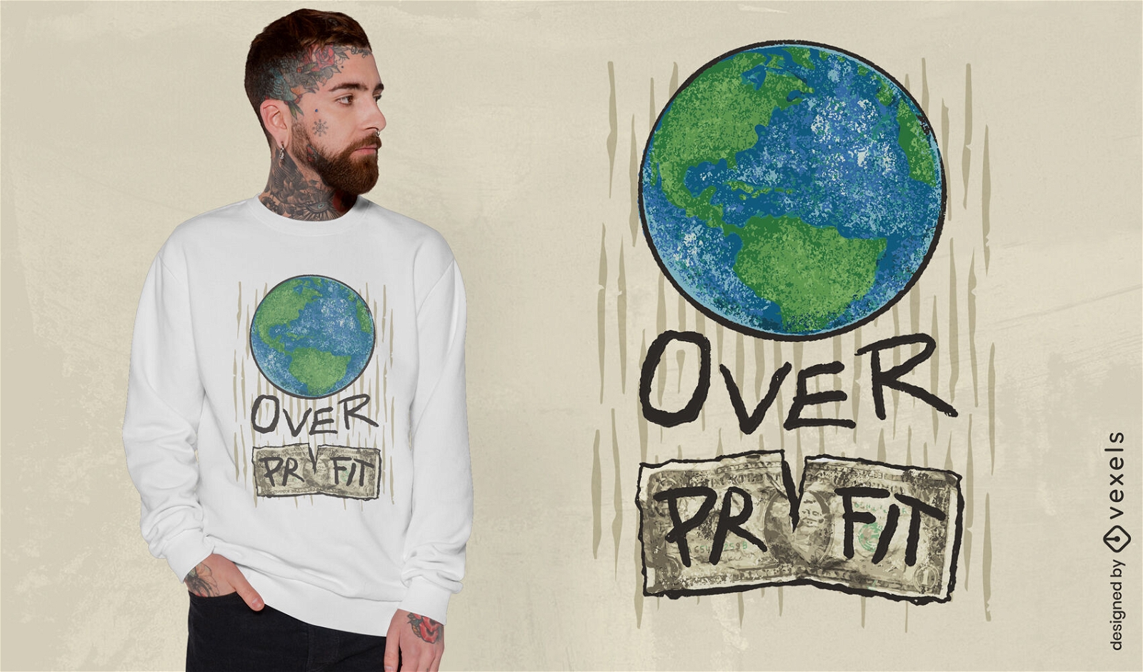 Design de camiseta de ativismo do planeta terra