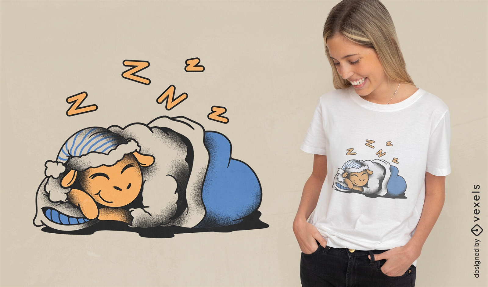 Adorable diseño de camiseta de sueño de oveja.