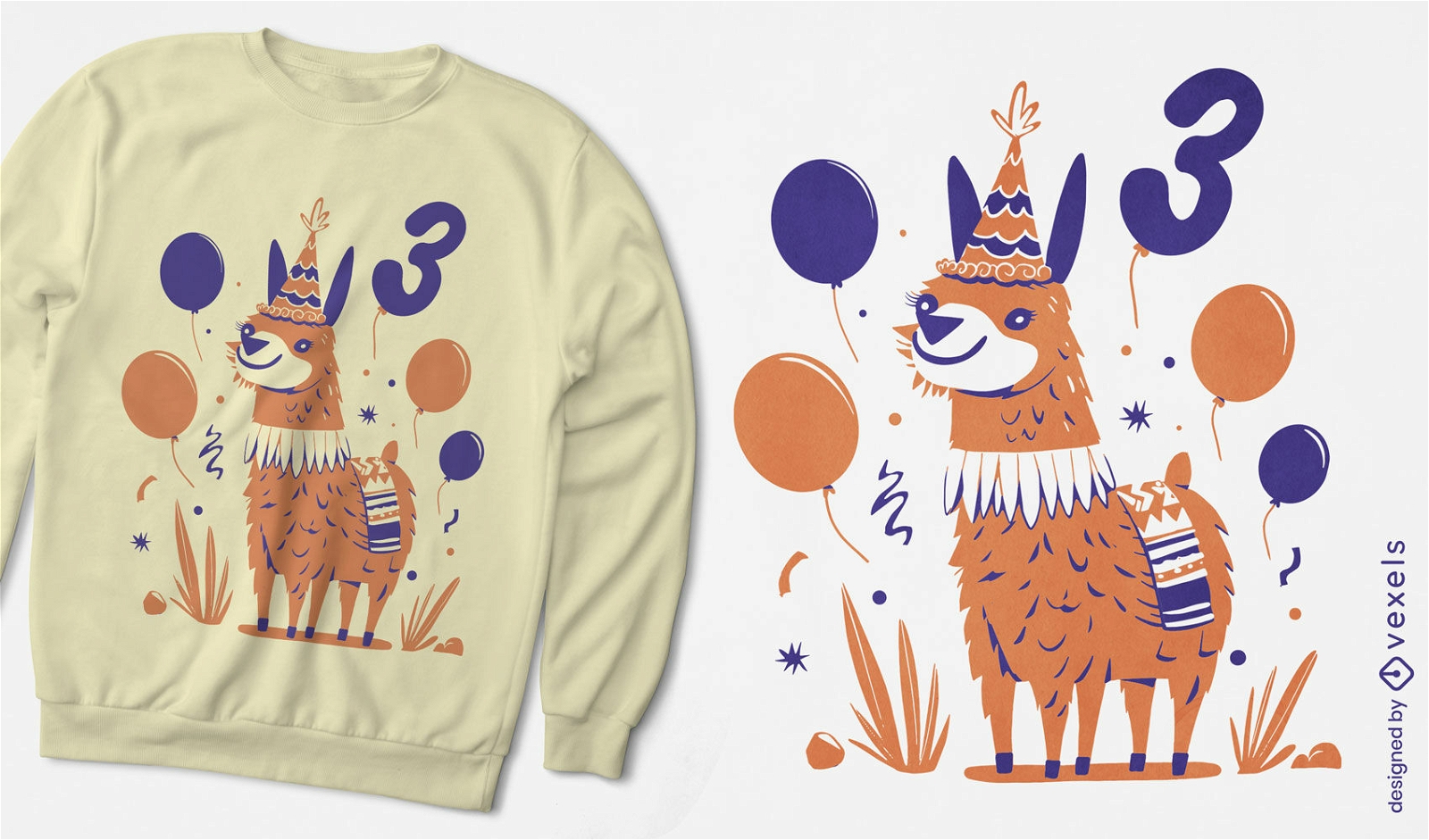 Diseño de camiseta de fiesta de cumpleaños de animales llama