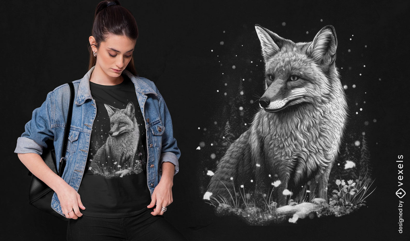 Monochrome fox t-shirt design