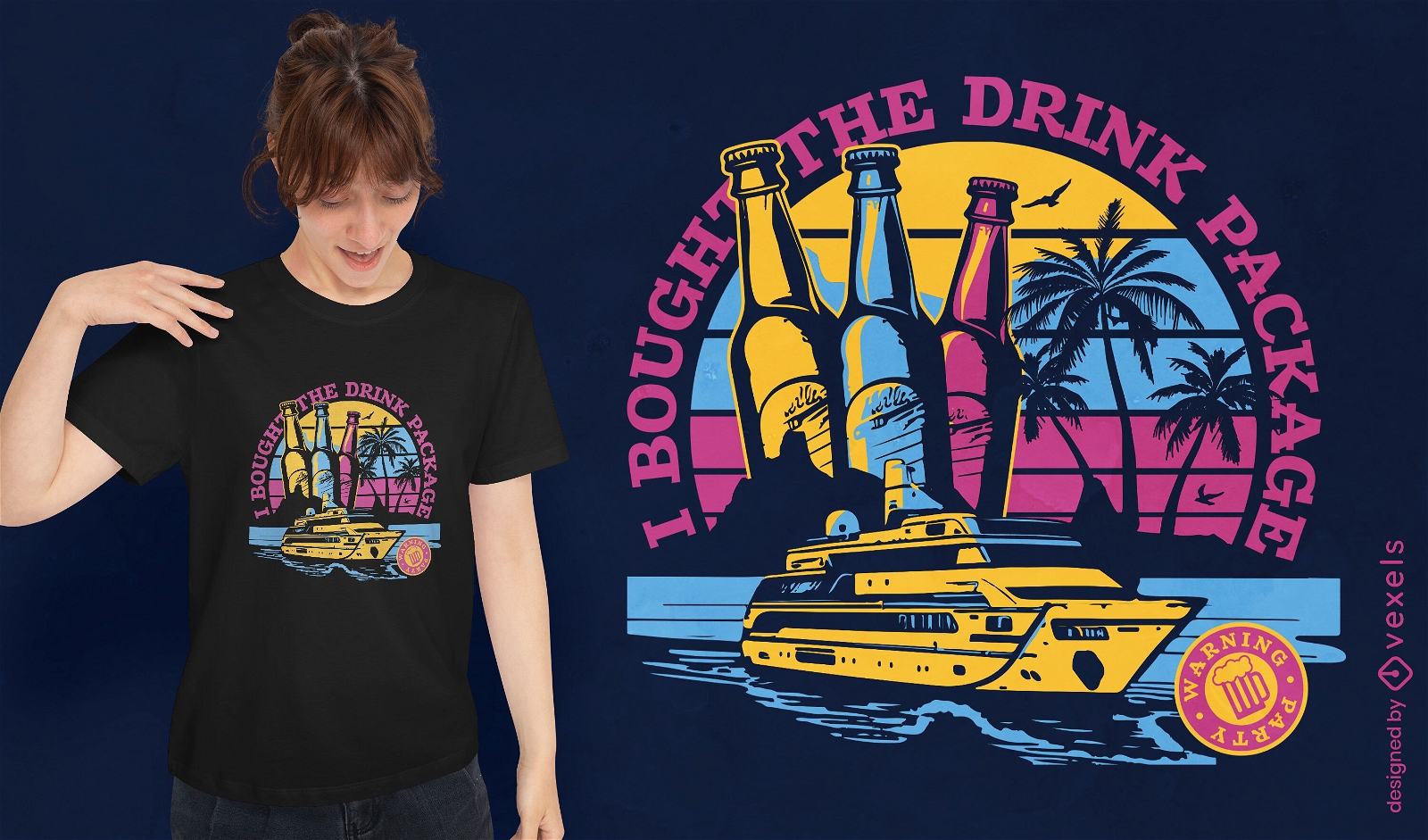 Kreuzfahrtschiff mit Bier-T-Shirt-Design