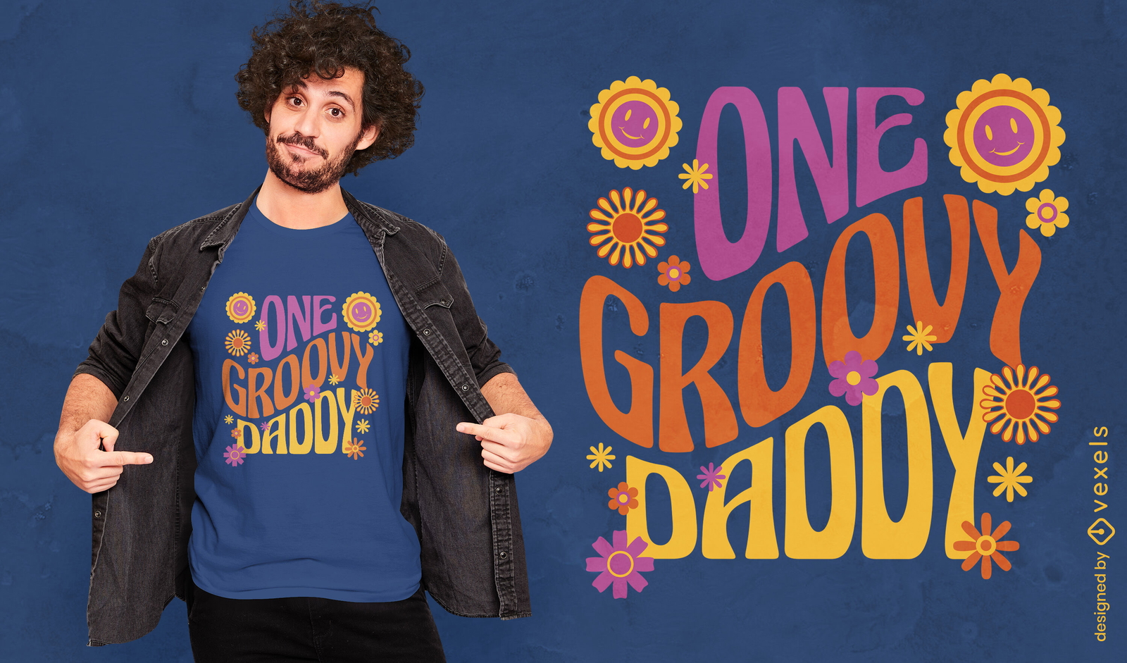 Diseño de camiseta con cita groovy y hippie